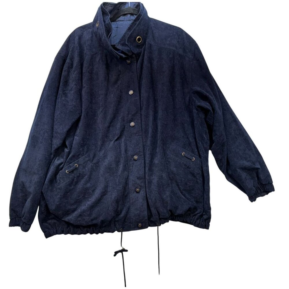 CS Signature Mens Reversible Jacket 3X/3XG Dark Blue Button Up Elastic Hem Draws